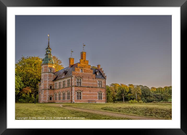 Frederiksborg Bath House Castle on a green lawn Framed Mounted Print by Stig Alenäs