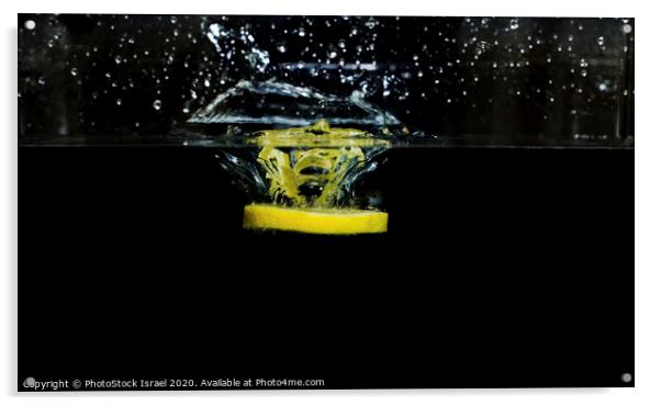 Lemon dropped into water  Acrylic by PhotoStock Israel