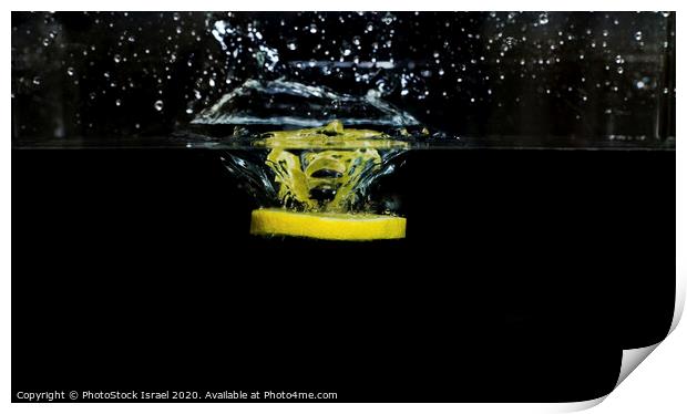 Lemon dropped into water  Print by PhotoStock Israel