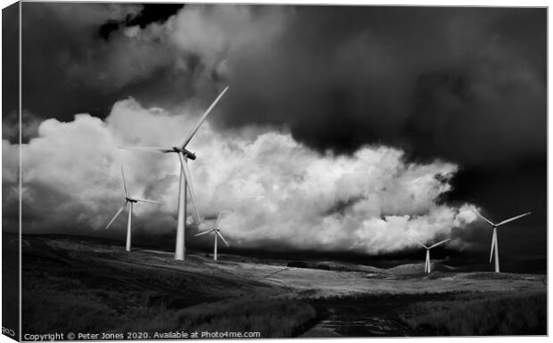 Wind Farm, Cumbria. Canvas Print by Peter Jones