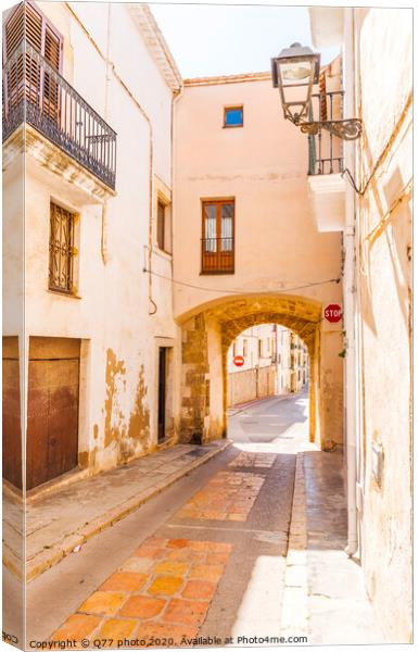 beautiful, picturesque street, narrow road, colorful facades of buildings, Spanish architecture Canvas Print by Q77 photo