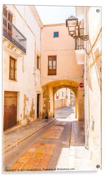 beautiful, picturesque street, narrow road, colorful facades of buildings, Spanish architecture Acrylic by Q77 photo