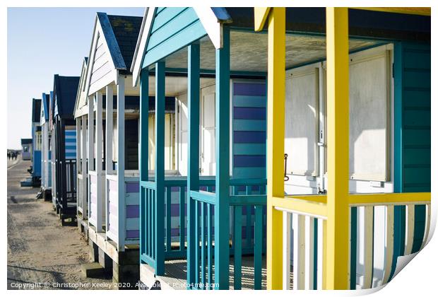 Southwold beach huts Print by Christopher Keeley