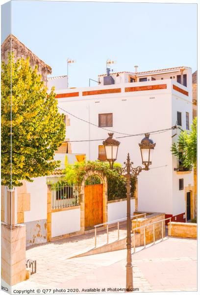 beautiful, picturesque street, narrow road, colorful facades of buildings, Spanish architecture Canvas Print by Q77 photo