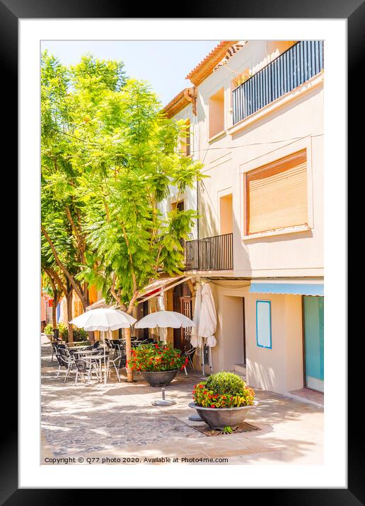 beautiful, picturesque street, narrow road, colorful facades of buildings, Spanish architecture Framed Mounted Print by Q77 photo