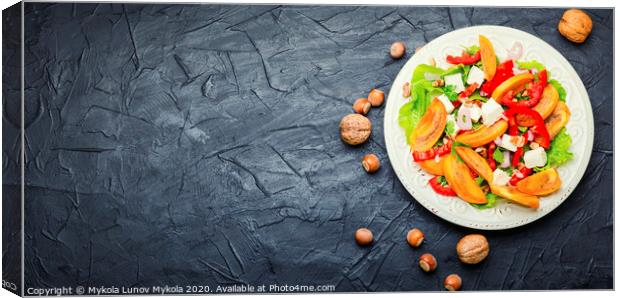 Fresh persimmon salad Canvas Print by Mykola Lunov Mykola