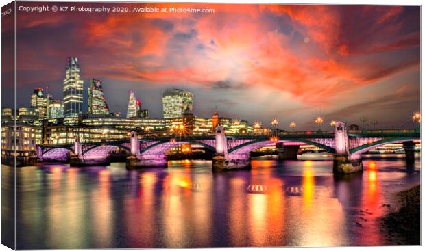 London's Glowing Bridges Canvas Print by K7 Photography