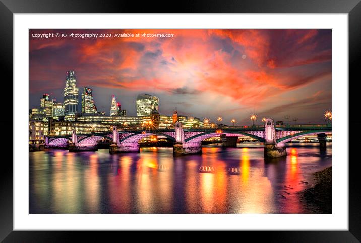London's Glowing Bridges Framed Mounted Print by K7 Photography