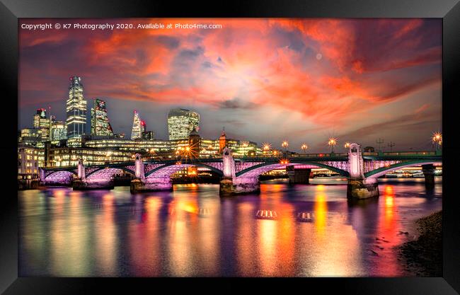 London's Glowing Bridges Framed Print by K7 Photography