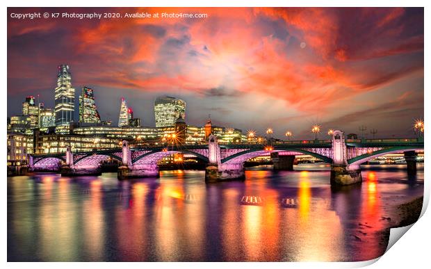 London's Glowing Bridges Print by K7 Photography