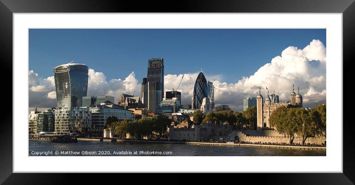 Landscape of City of London on Summer day with blue sky Framed Mounted Print by Matthew Gibson