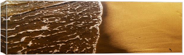 close up of the sea water affecting the sand on the beach, sea waves calmly flowing sand, relaxing view Canvas Print by Q77 photo