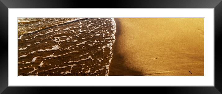 close up of the sea water affecting the sand on the beach, sea waves calmly flowing sand, relaxing view Framed Mounted Print by Q77 photo