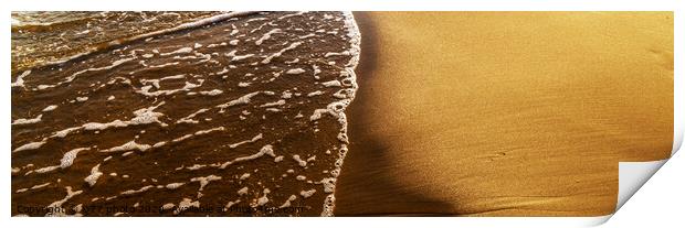 close up of the sea water affecting the sand on the beach, sea waves calmly flowing sand, relaxing view Print by Q77 photo