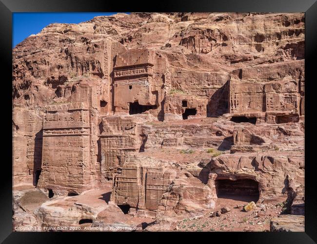 Dwellings homes in Petra lost city  Framed Print by Frank Bach