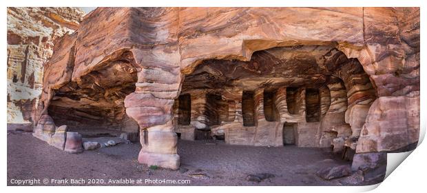 Dwellings homes in Petra lost city  Print by Frank Bach