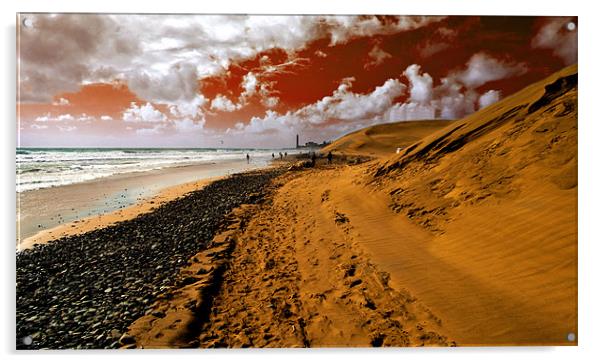 Beach under a blood red sky Acrylic by Rob Hawkins