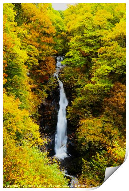 Black Spout Waterfall, Pitlochry Print by yvonne & paul carroll