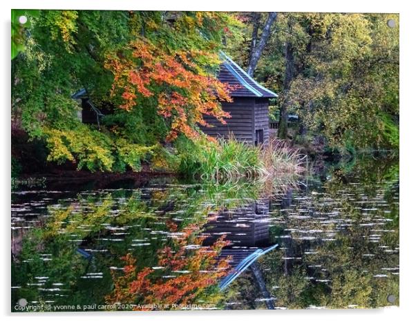 The boathouse at Loch Dunmore in Autumn Acrylic by yvonne & paul carroll