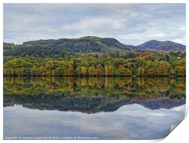Autumn reflections on Faskally Loch, Pitlochry Print by yvonne & paul carroll