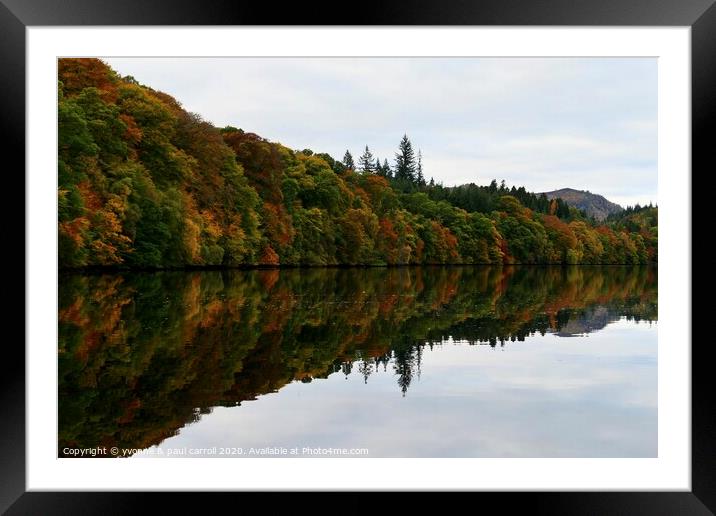 Autumn reflections on Faskally Loch, Pitlochry Framed Mounted Print by yvonne & paul carroll