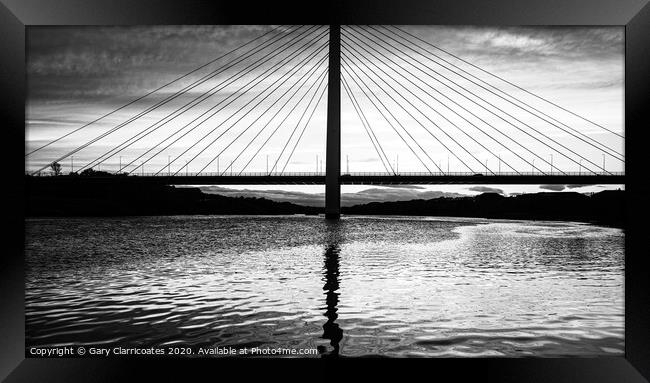 Spire Bridge (mono) Framed Print by Gary Clarricoates