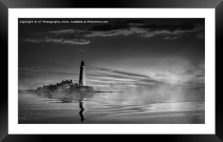 Iconic St Mary's Lighthouse on Northumberland Coas Framed Mounted Print by K7 Photography