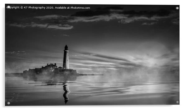 Iconic St Mary's Lighthouse on Northumberland Coas Acrylic by K7 Photography