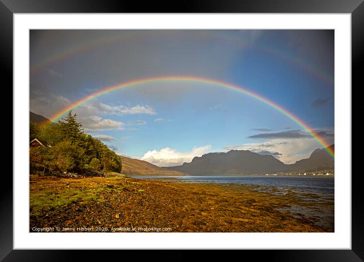 Rainbow crossing over Loch Long in Dornie Framed Mounted Print by Jenny Hibbert