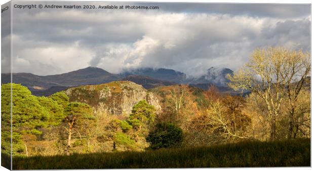 Autumn landscape in Snowdonia national park Canvas Print by Andrew Kearton