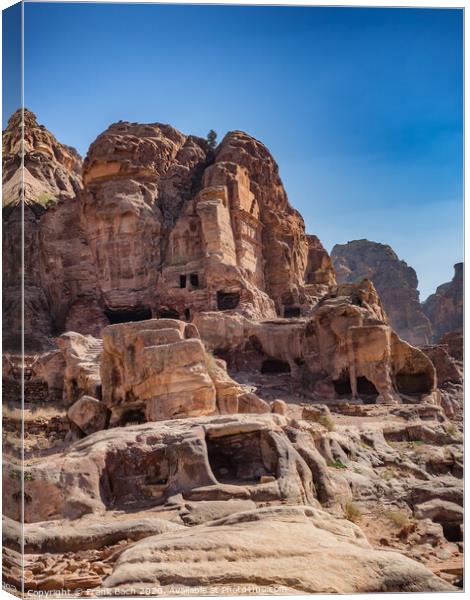 Dwellings homes in Petra lost city  Canvas Print by Frank Bach