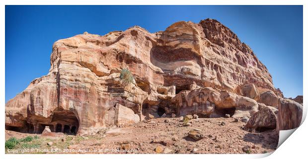 Dwellings homes in Petra lost city  Print by Frank Bach