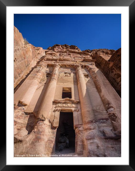 Temple in Petra lost city Framed Mounted Print by Frank Bach