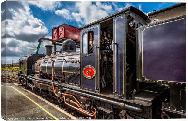 Steam Locomotive  No 87  Canvas Print by Adrian Evans