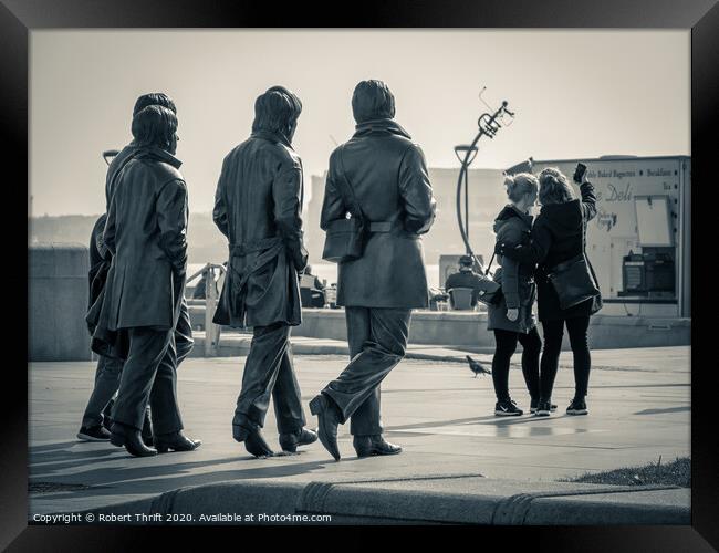 Selfie with the Beatles Statues, Liverpool Framed Print by Robert Thrift