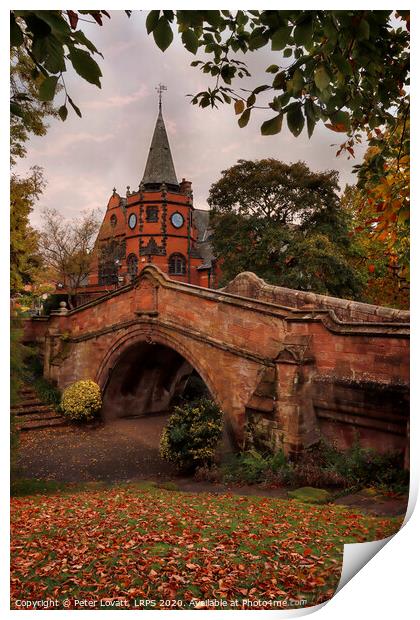 The Dell bridge and Lyceum, Port Sunlight, Wirral Print by Peter Lovatt  LRPS