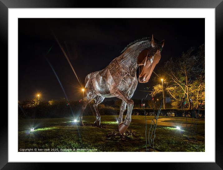War horse at night Framed Mounted Print by kevin cook