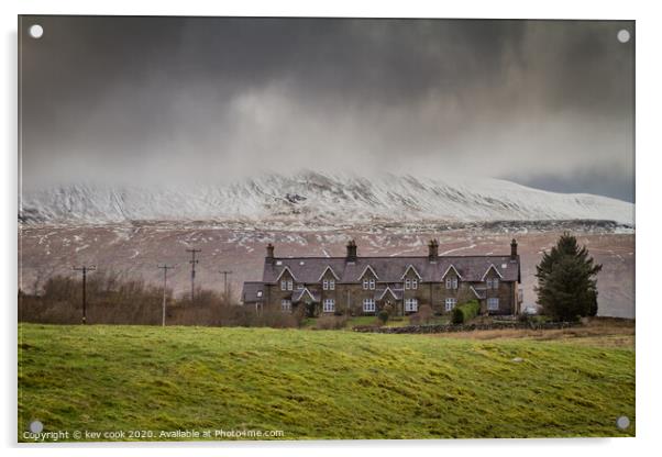Whernside  in the snow Acrylic by kevin cook