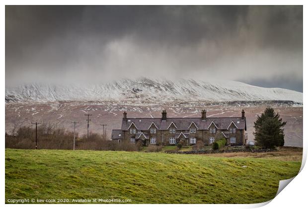 Whernside  in the snow Print by kevin cook