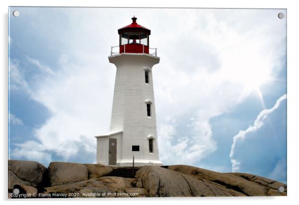 Peggys Cove Lighthouse Acrylic by Elaine Manley