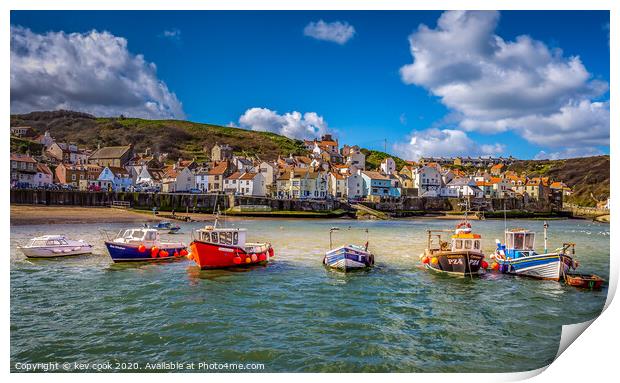 fishing boats Staithes Print by kevin cook