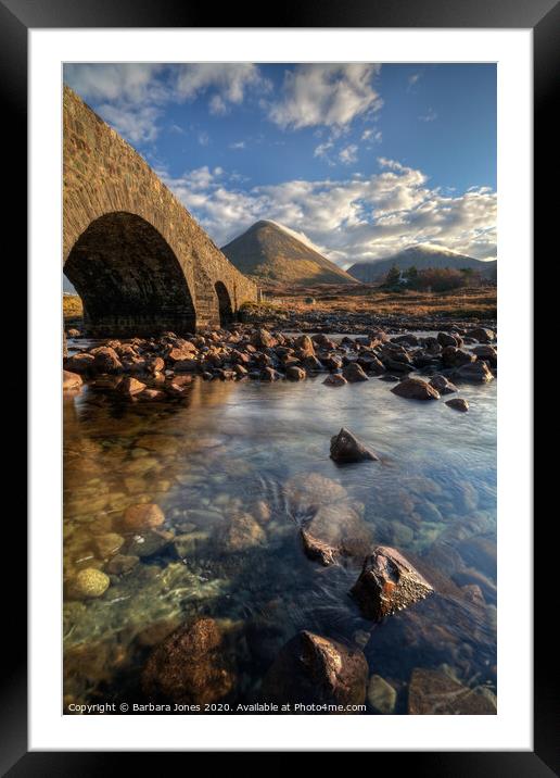  Red Cuillin and Old Stone Bridge at Sligachan. Framed Mounted Print by Barbara Jones