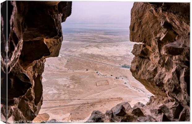 View from fortress of Masada. Canvas Print by Mario Koufios