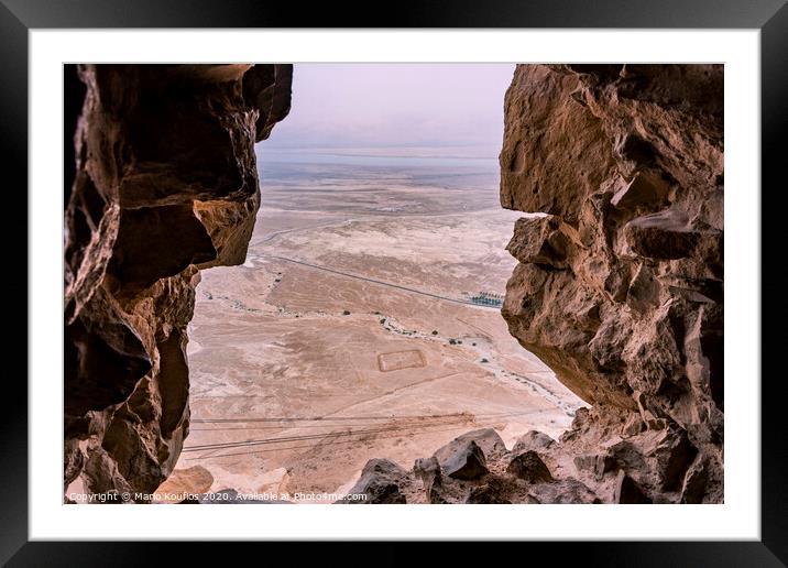 View from fortress of Masada. Framed Mounted Print by Mario Koufios