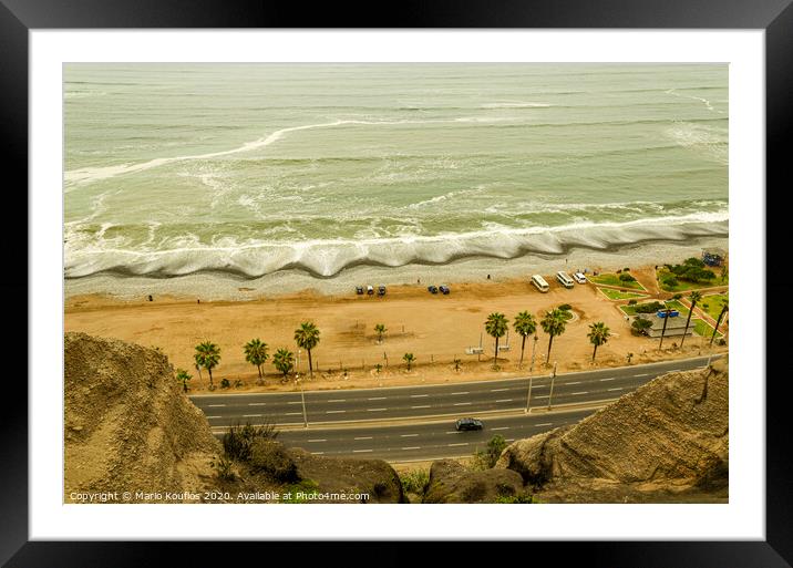 Beach in the Miraflores neighborhood. Lima Peru Framed Mounted Print by Mario Koufios