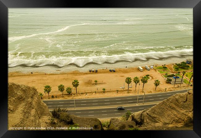 Beach in the Miraflores neighborhood. Lima Peru Framed Print by Mario Koufios
