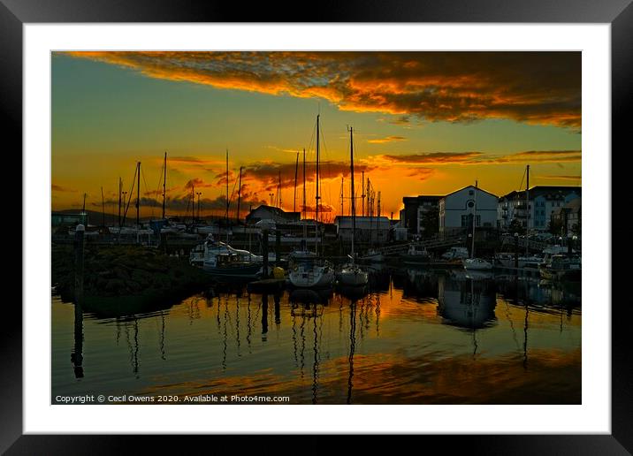 Sunset over Carrickfergus harbour. Framed Mounted Print by Cecil Owens