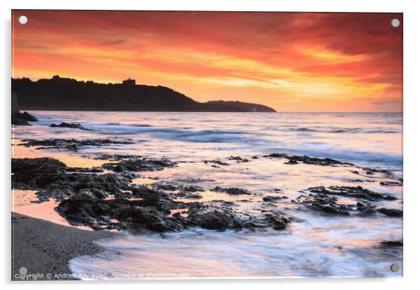Gyllyngvase sunrise  Acrylic by Andrew Ray