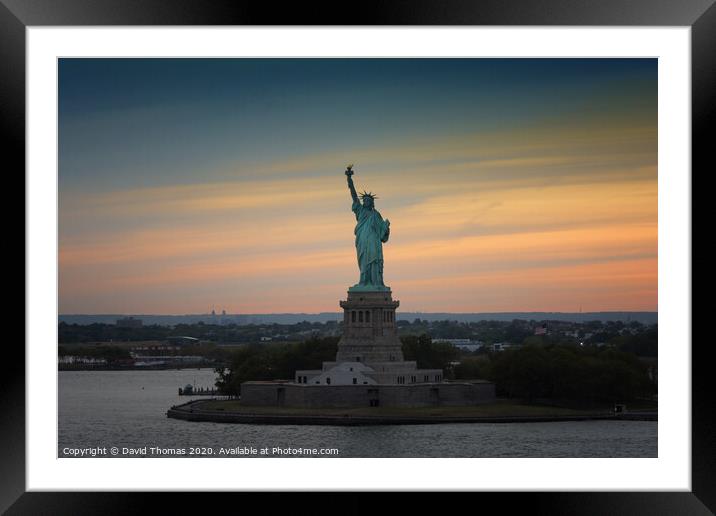 Majestic Sunset View of the Iconic Statue of Liber Framed Mounted Print by David Thomas
