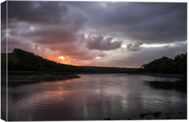 Moody Sunrise on the River Torridge at Bideford Canvas Print by Tony Twyman